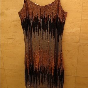 Sequined evening dress.